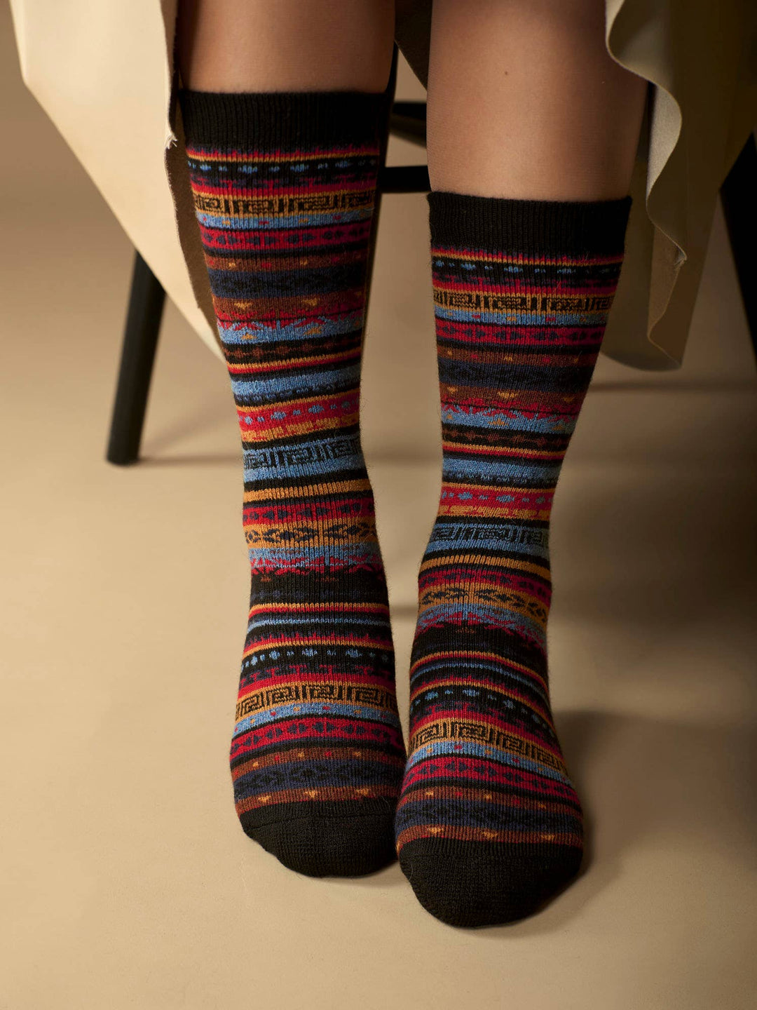 Fair Isle Alpaca Socks | Full Cushion Socks | Crew Socks