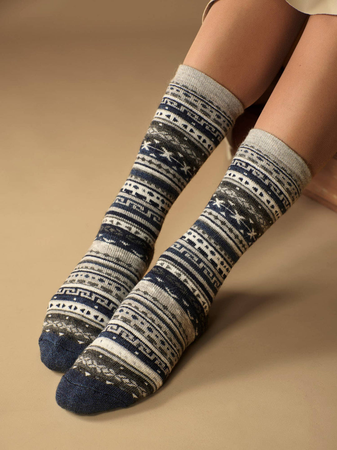 Fair Isle Alpaca Socks | Full Cushion Socks | Crew Socks