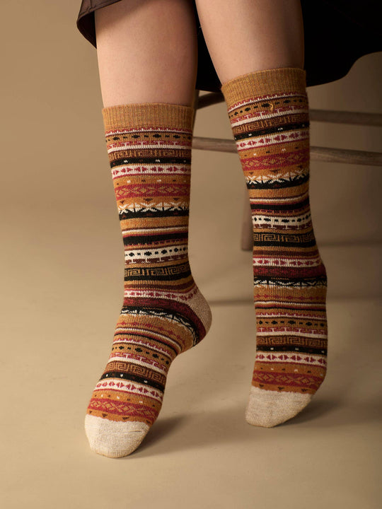 Fair Isle Alpaca Socks | Full Cushion Socks | Crew Socks