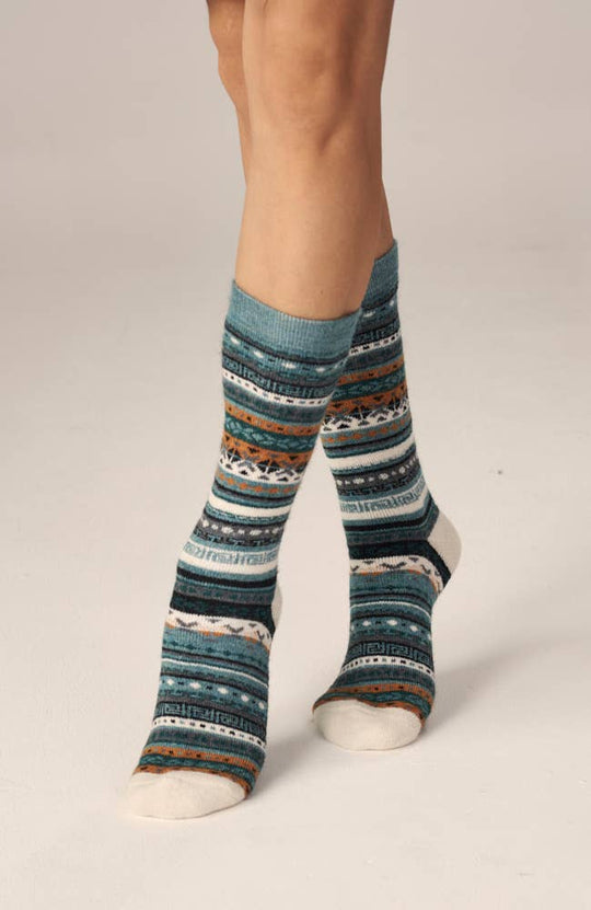 Fair Isle Alpaca Socks | Full Cushion Socks | Crew Socks