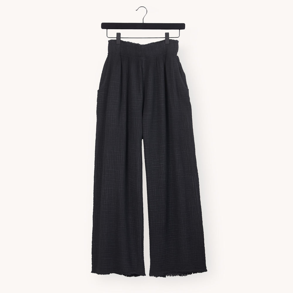 Turkish Cotton Crinkle Palazzo Pants - One-Sized - Black