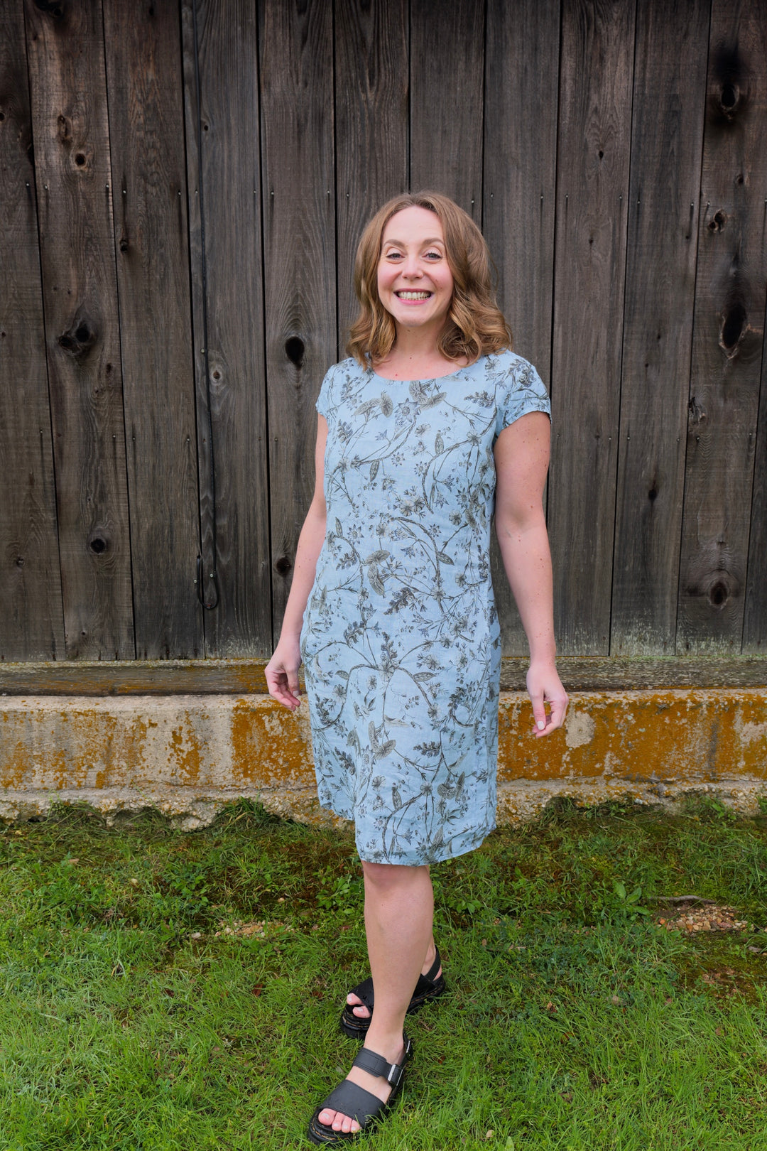 French Linen Dress - Powder Blue