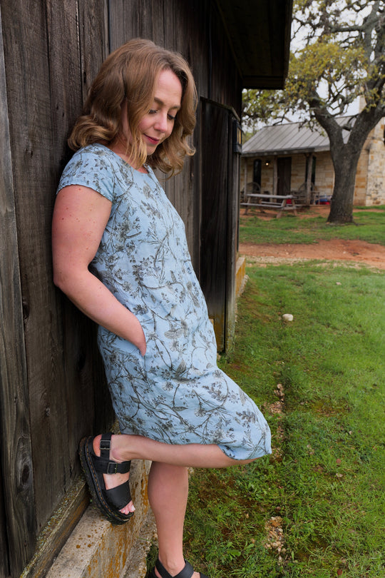 French Linen Dress - Powder Blue