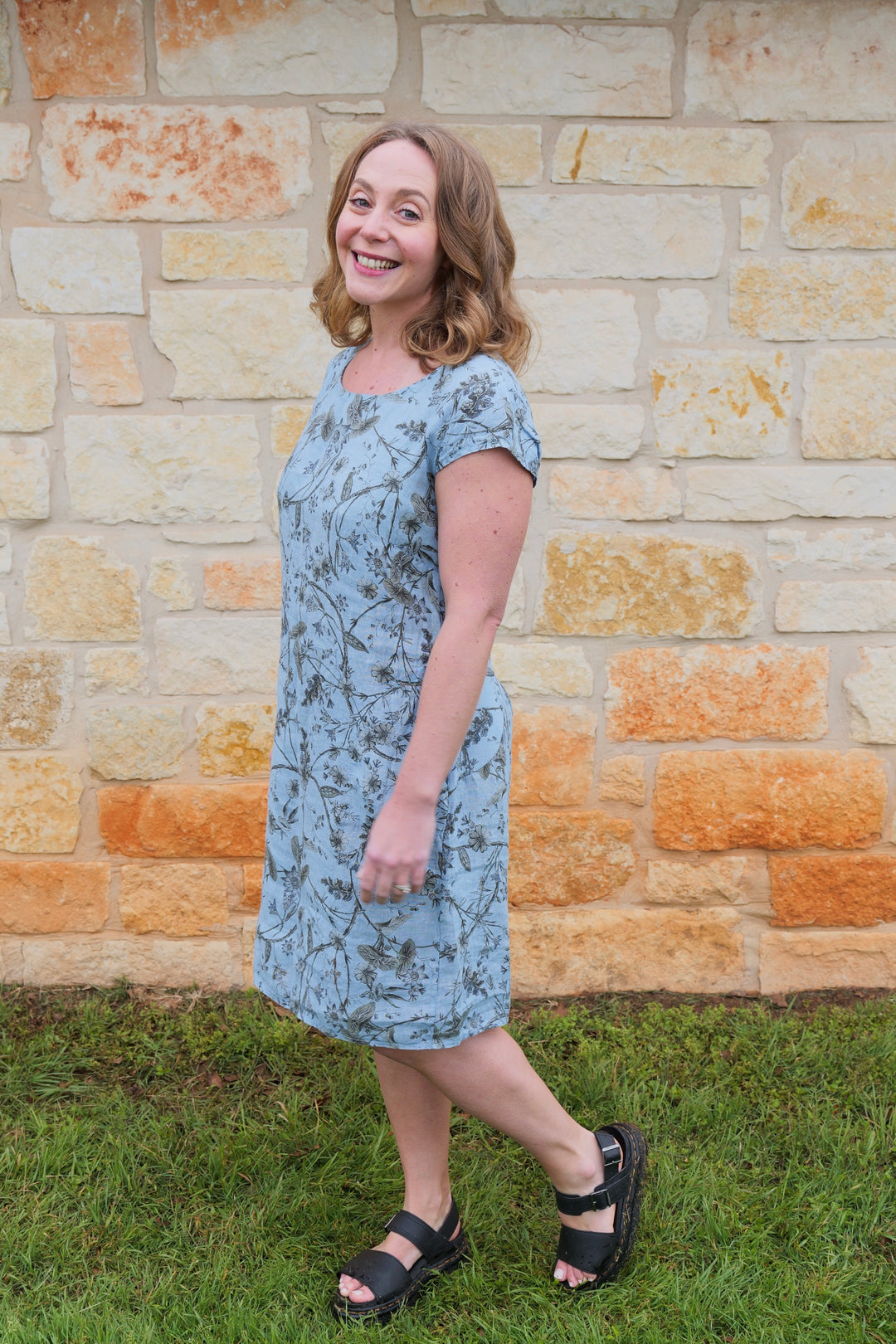 French Linen Dress - Powder Blue