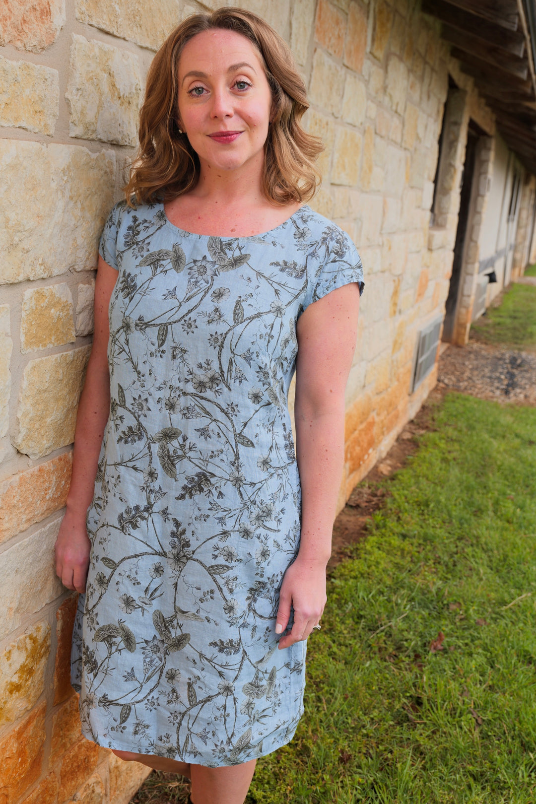 French Linen Dress - Powder Blue