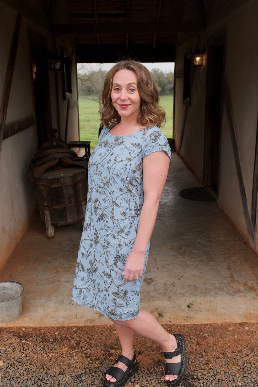 French Linen Dress - Powder Blue