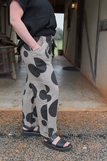 French Linen Pants - Easy polka dot