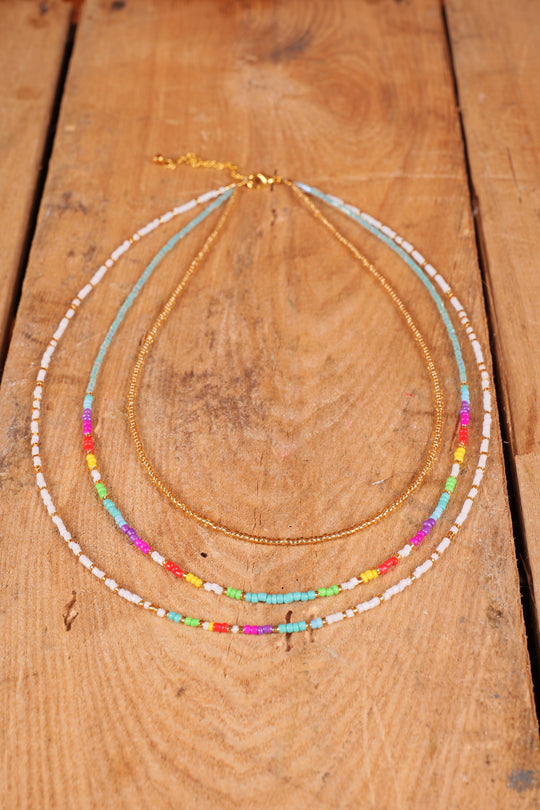 Triple Strand Multi Colour Necklace