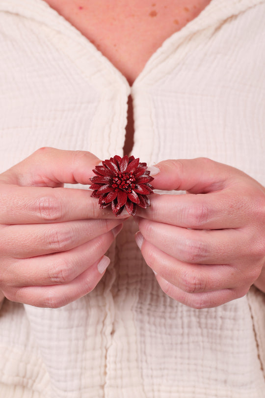 Leather Flower Ring