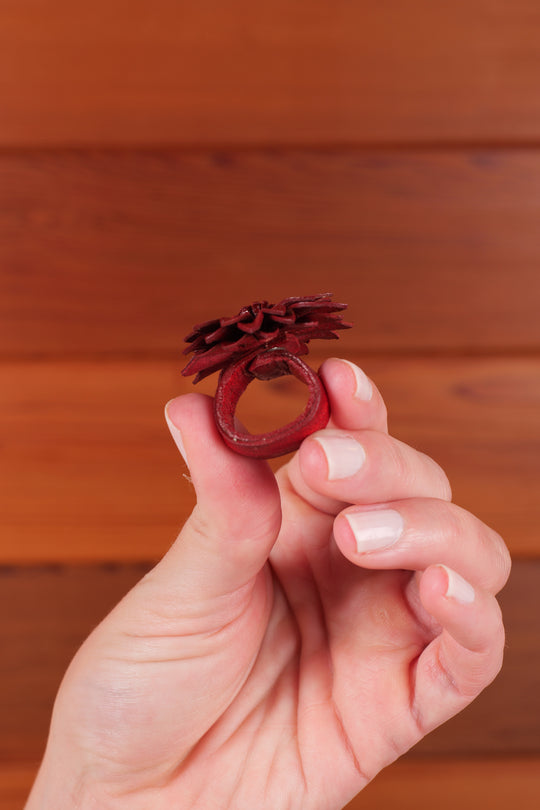 Leather Flower Ring