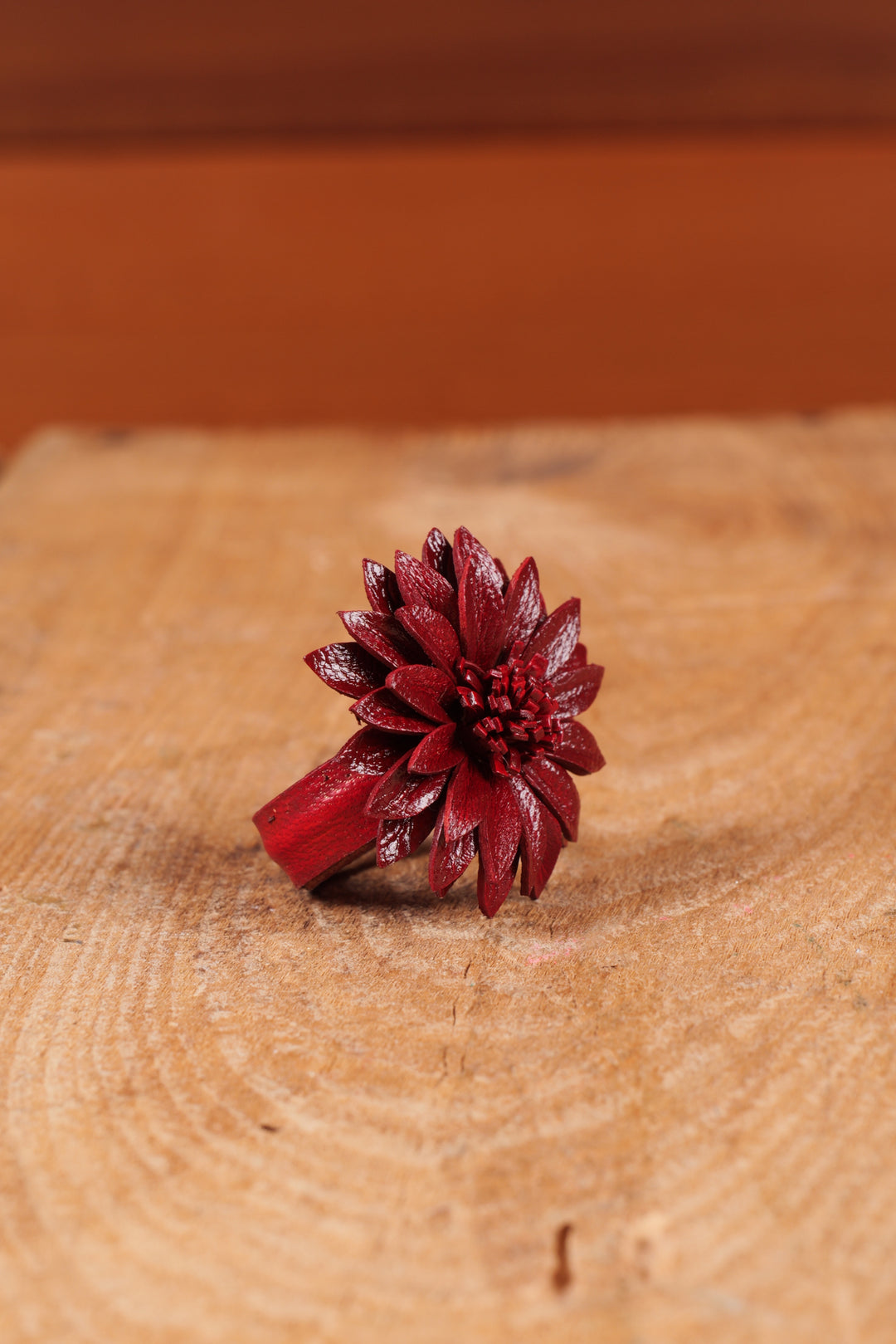 Leather Flower Ring