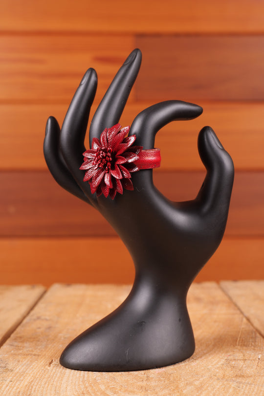 Leather Flower Ring