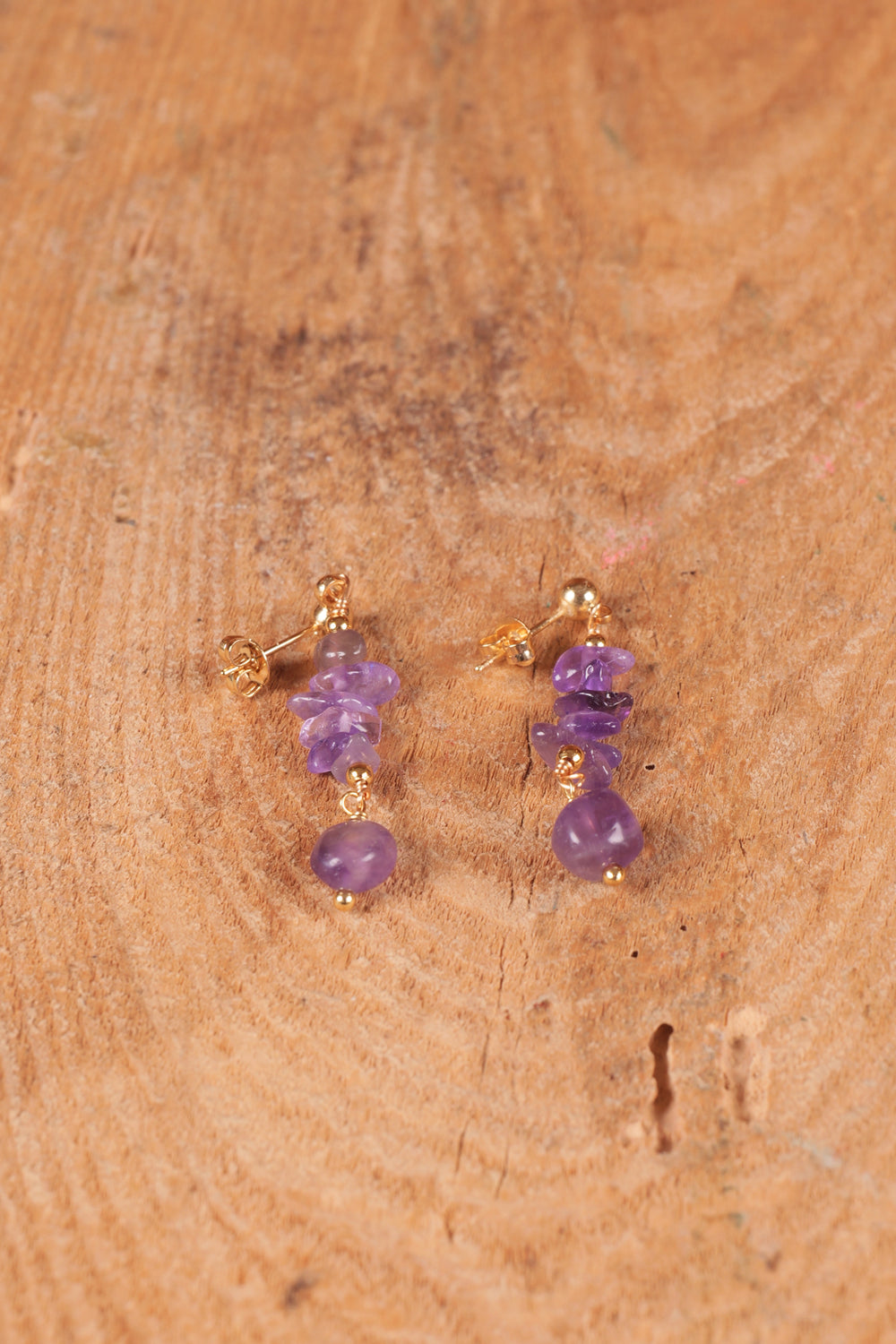 Amethyst Cluster Drop Earrings