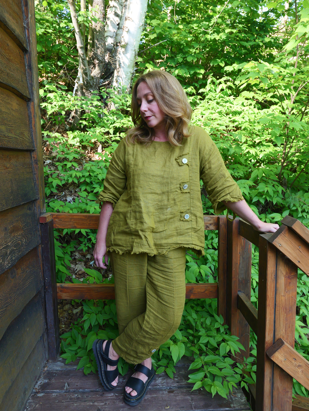 Olive Linen Pants