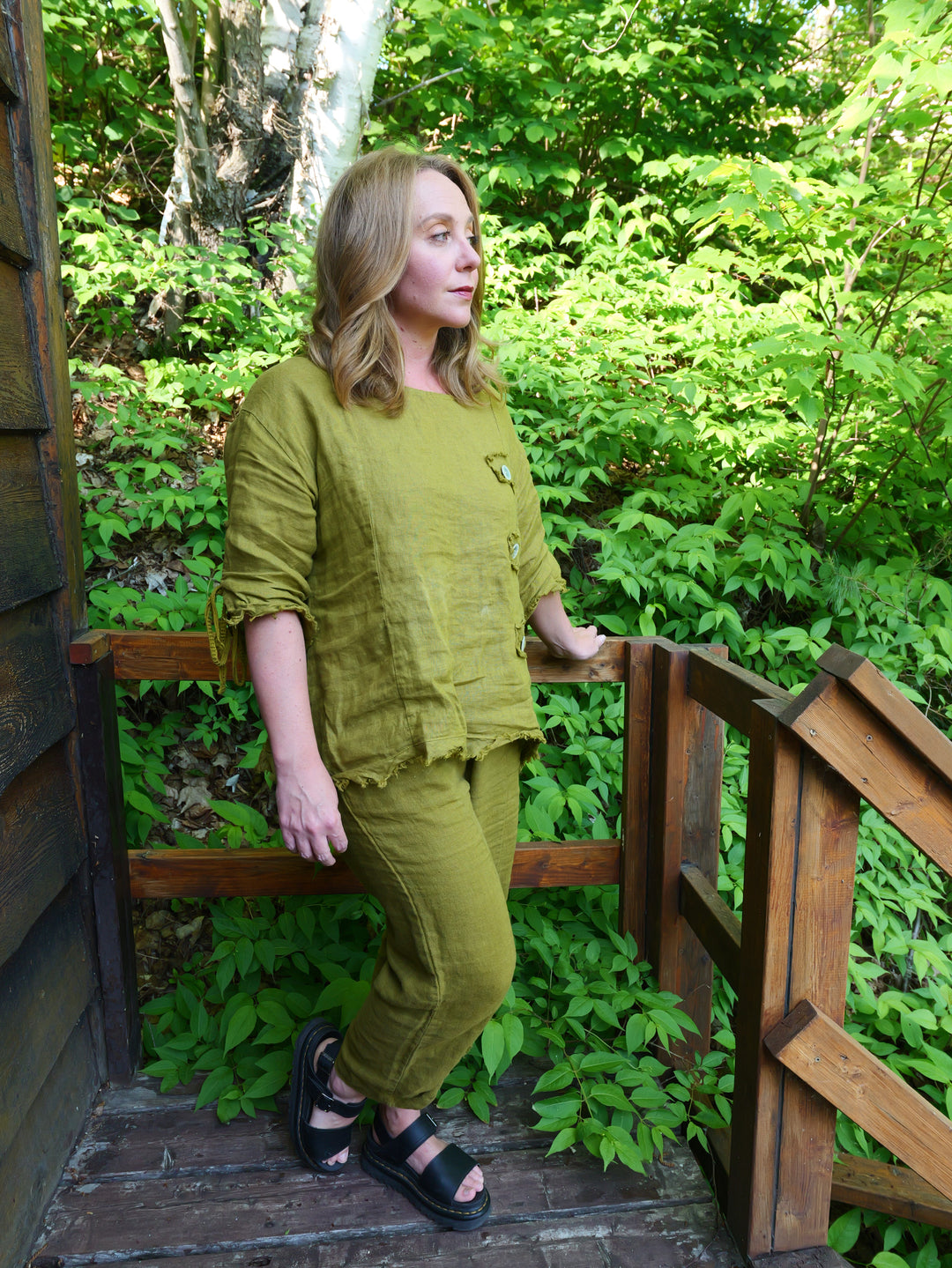 Olive Linen Top