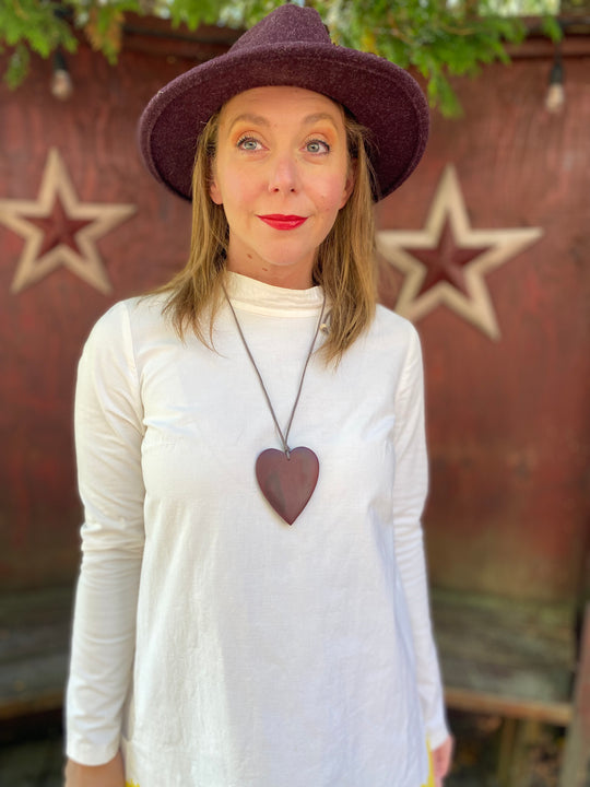 Wooden Heart Pendant On Suede