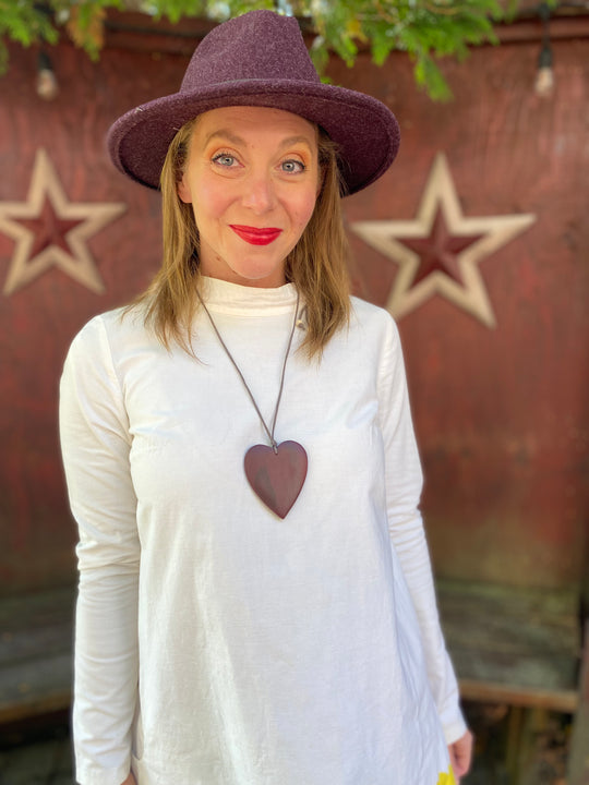 Wooden Heart Pendant On Suede