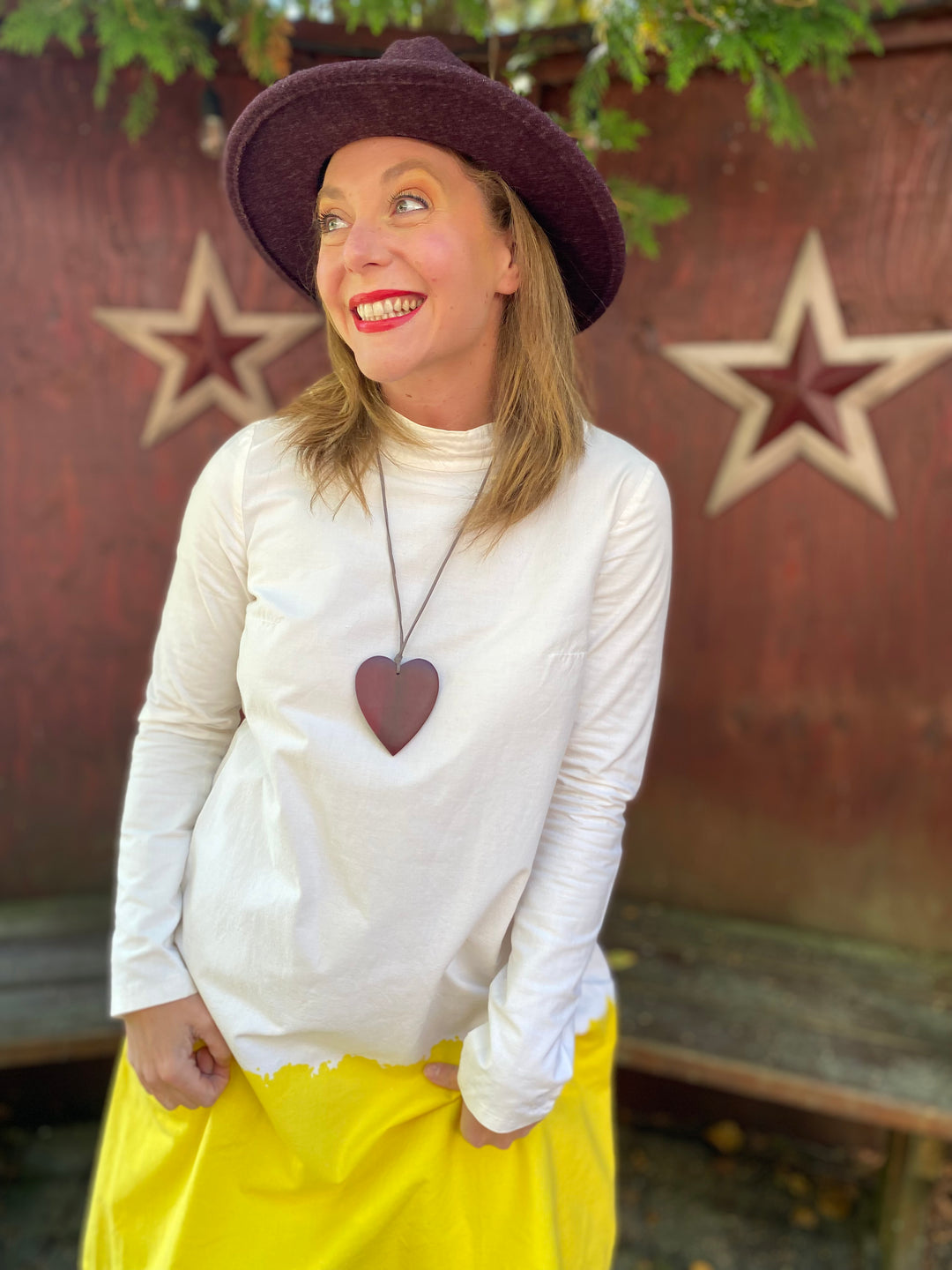 Wooden Heart Pendant On Suede