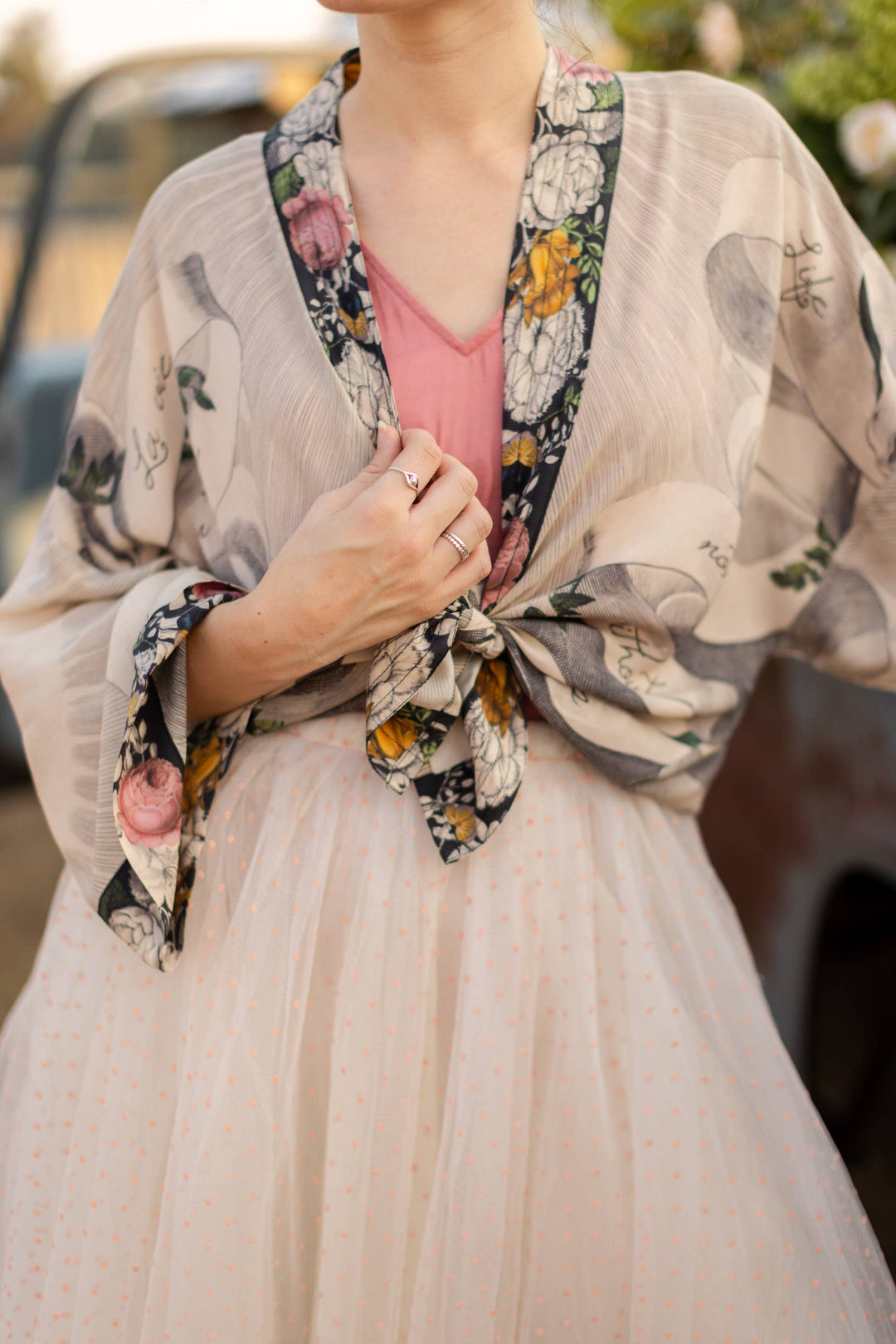 Take My Hand Printed Bamboo Bohemian Cropped Kimono