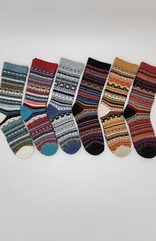 Fair Isle Alpaca Socks | Full Cushion Socks | Crew Socks