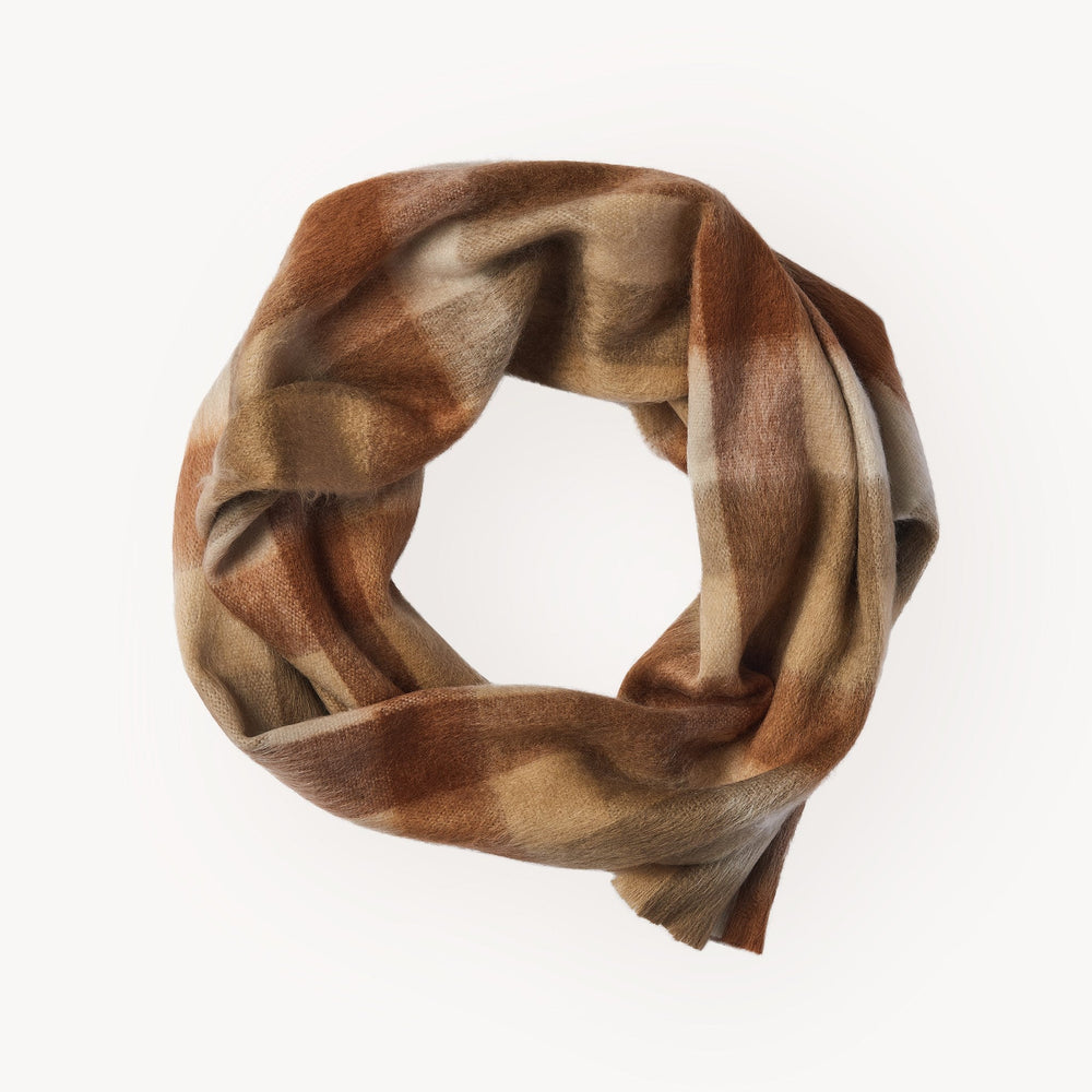 Luxury Alpaca Scarf -  Cinnamon Check