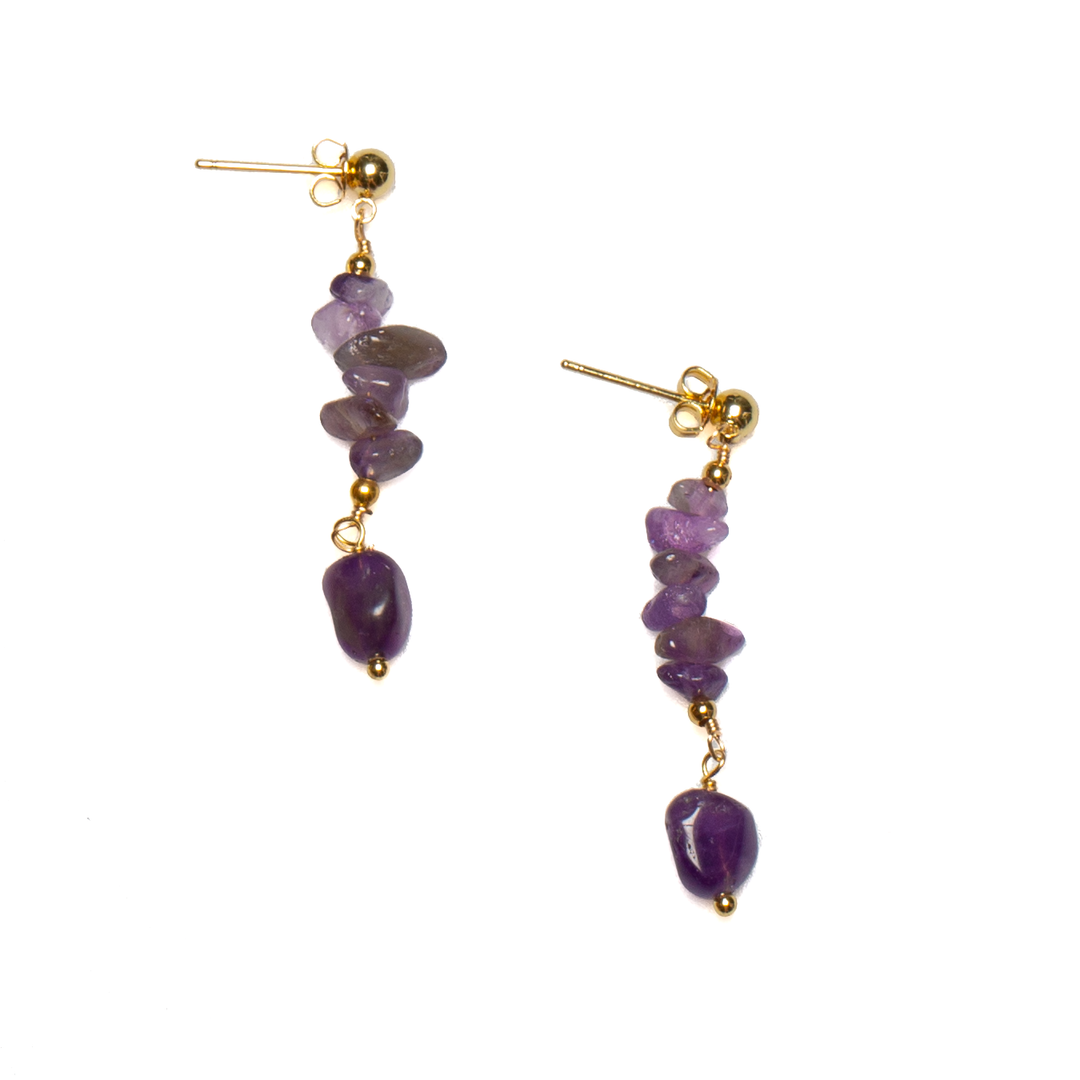 Amethyst Cluster Drop Earrings