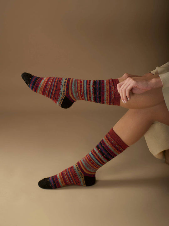 Fair Isle Alpaca Socks | Full Cushion Socks | Crew Socks