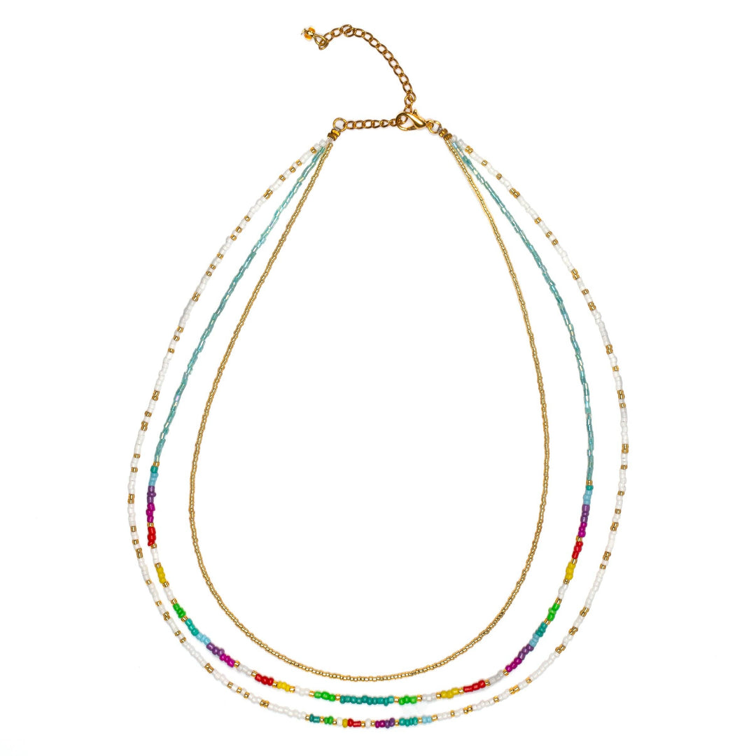 Triple Strand Multi Colour Necklace