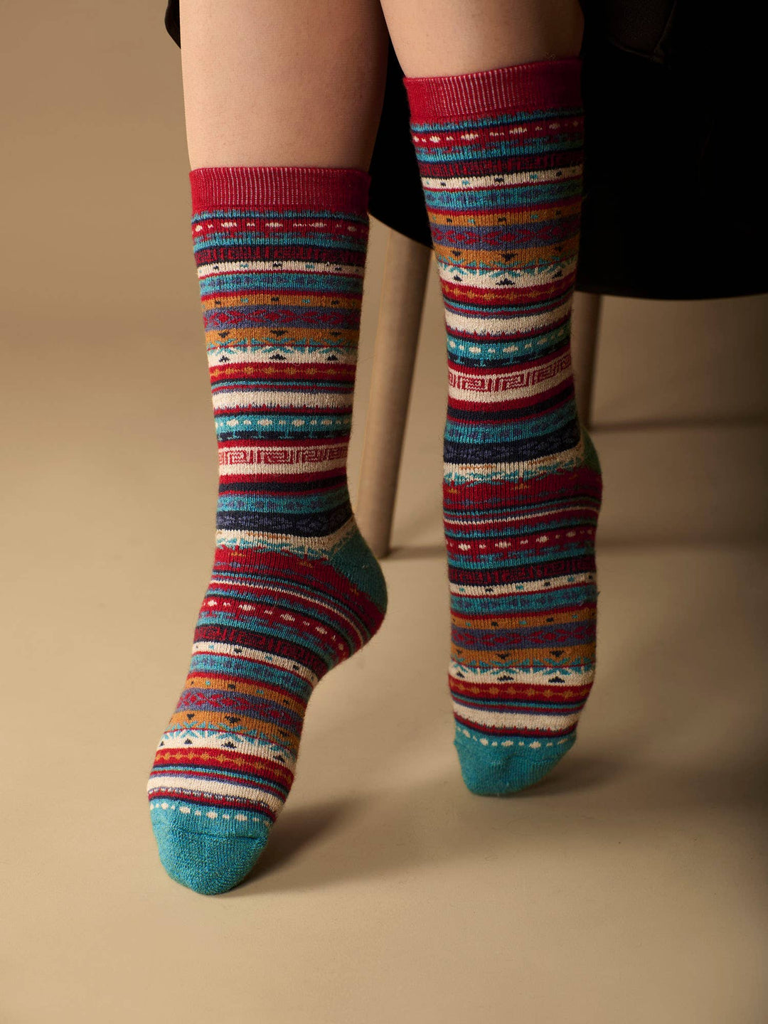 Fair Isle Alpaca Socks | Full Cushion Socks | Crew Socks